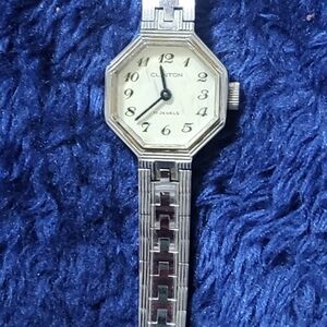 Clinton 17 jewels Silver Watch with Black Accents